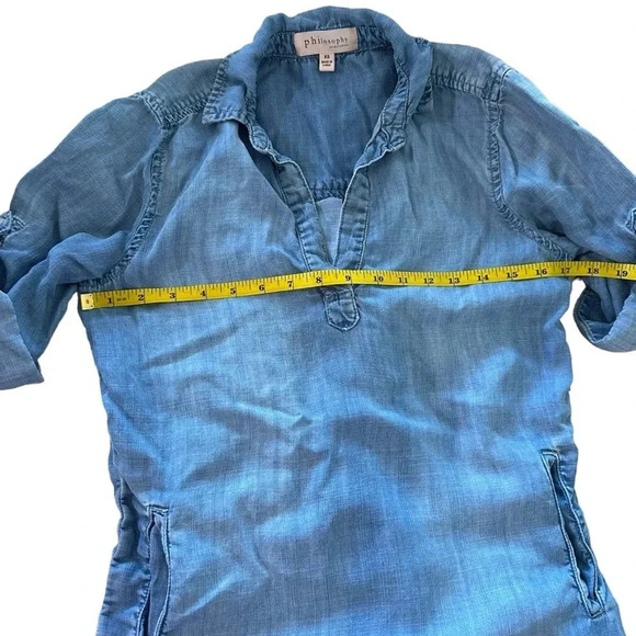 Philosophy women's size XS denim tab sleeve modest denim dress with pockets - Picture 5 of 7